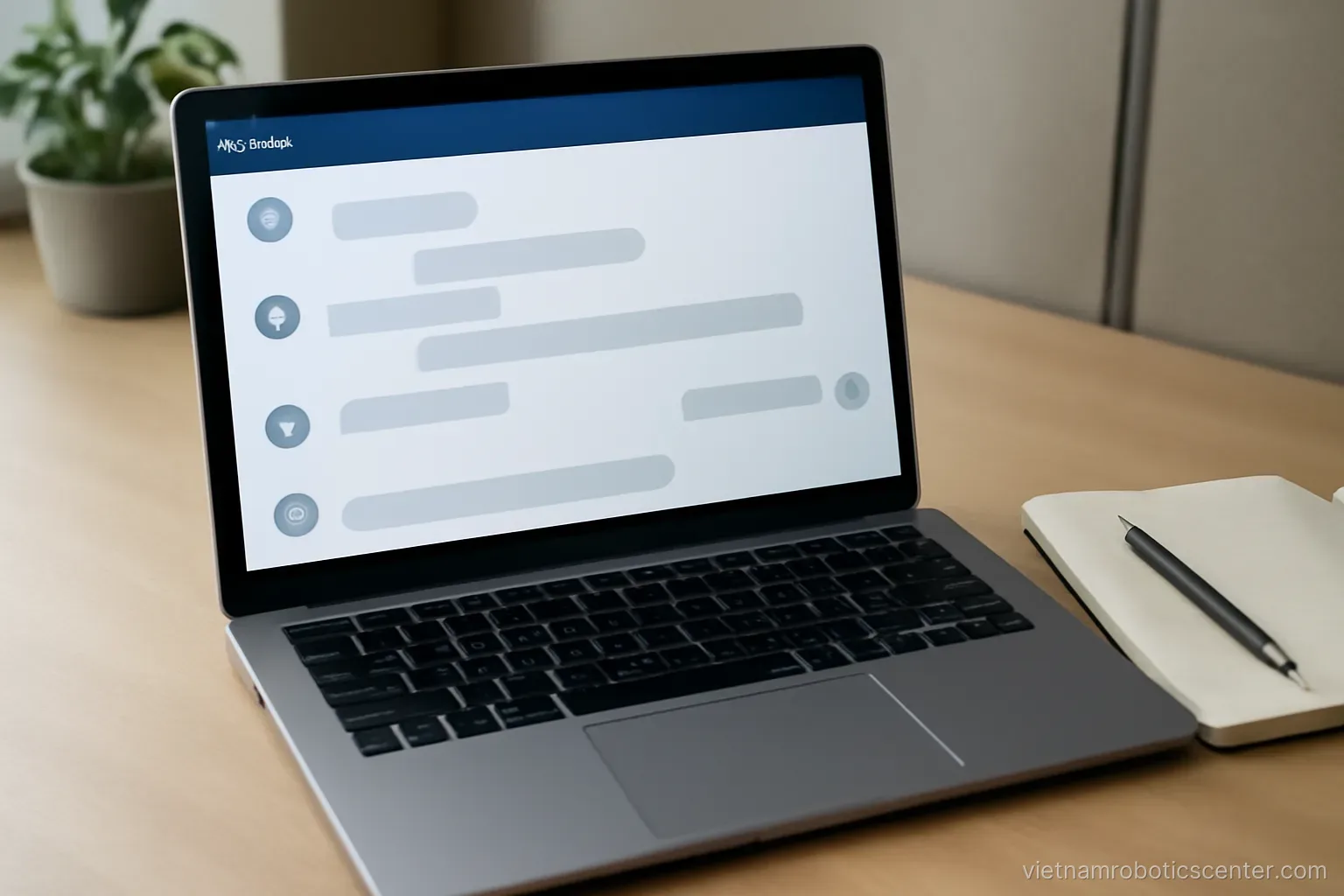 Screen showing a conversation log in an office