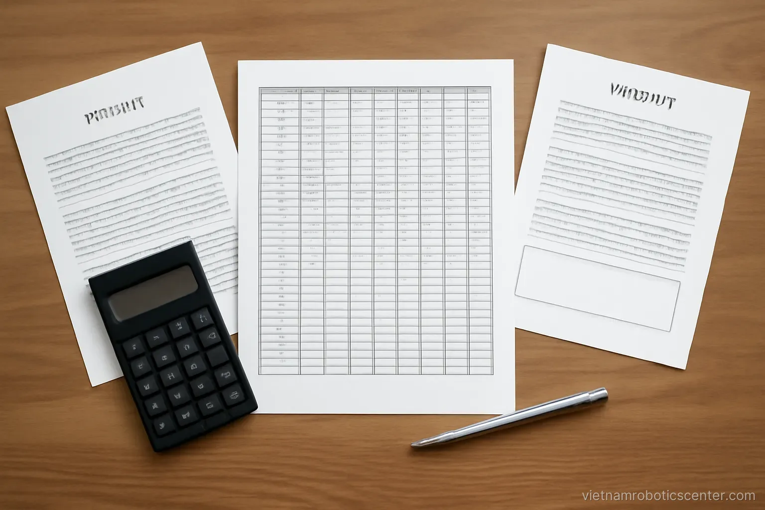 Spreadsheet and project documents on a meeting table