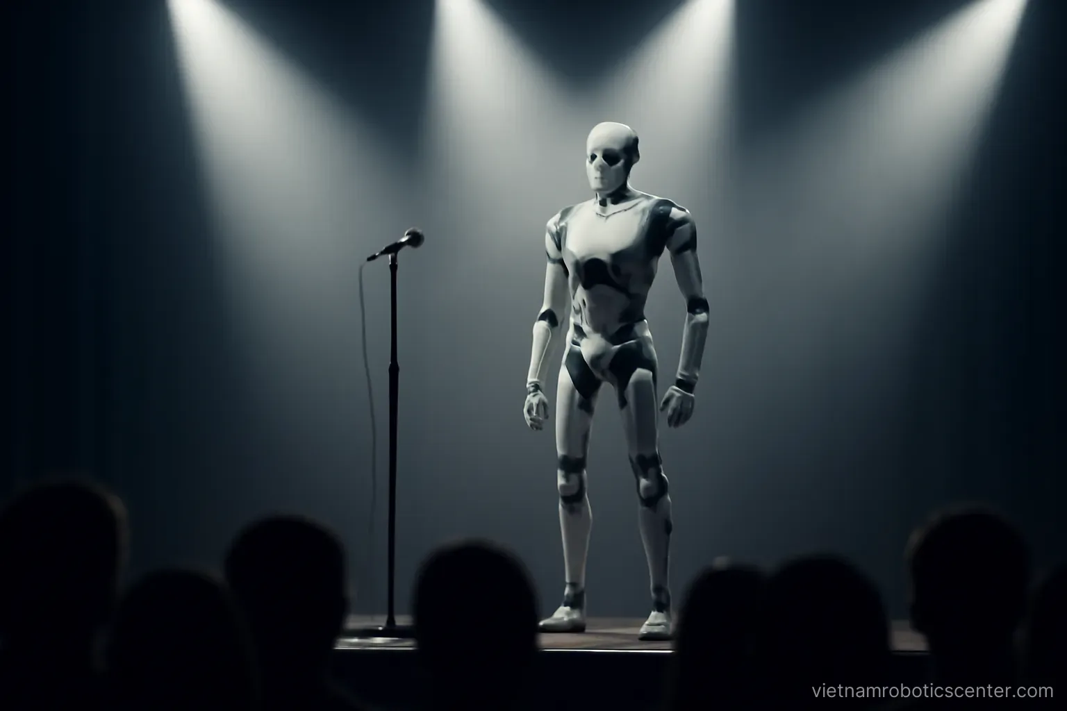 Robot on a stage under event spotlights
